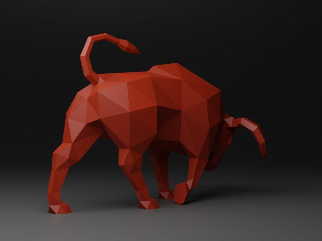 Bull Papercraft Low Poly Origami Digital PDF Template -  is behind