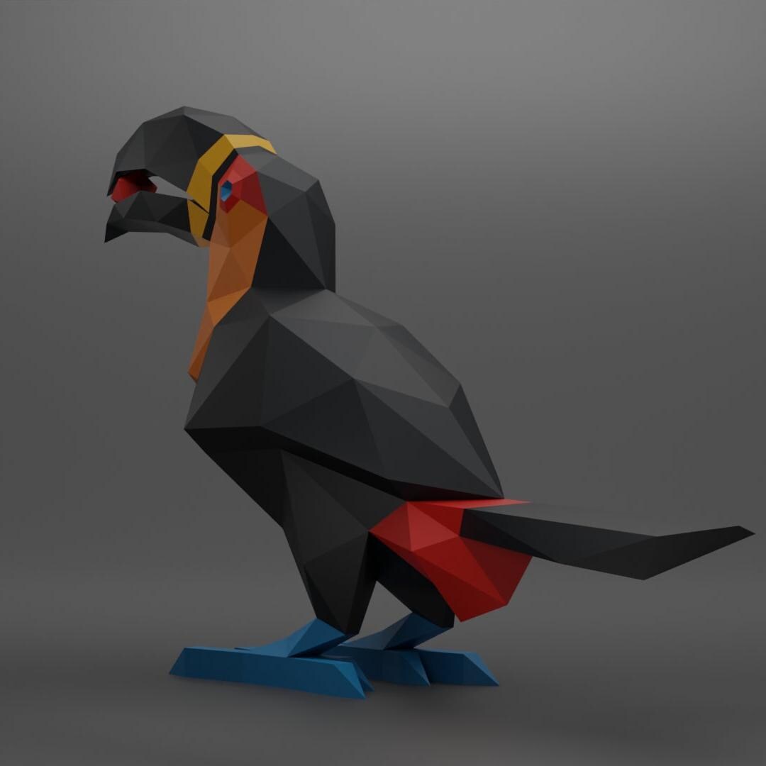 Toucan Tropical Bird Papercraft Low Poly Origami Digital PDF Template