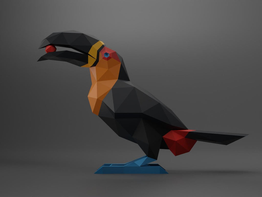 Toucan Tropical Bird Papercraft Low Poly Origami Digital PDF Template