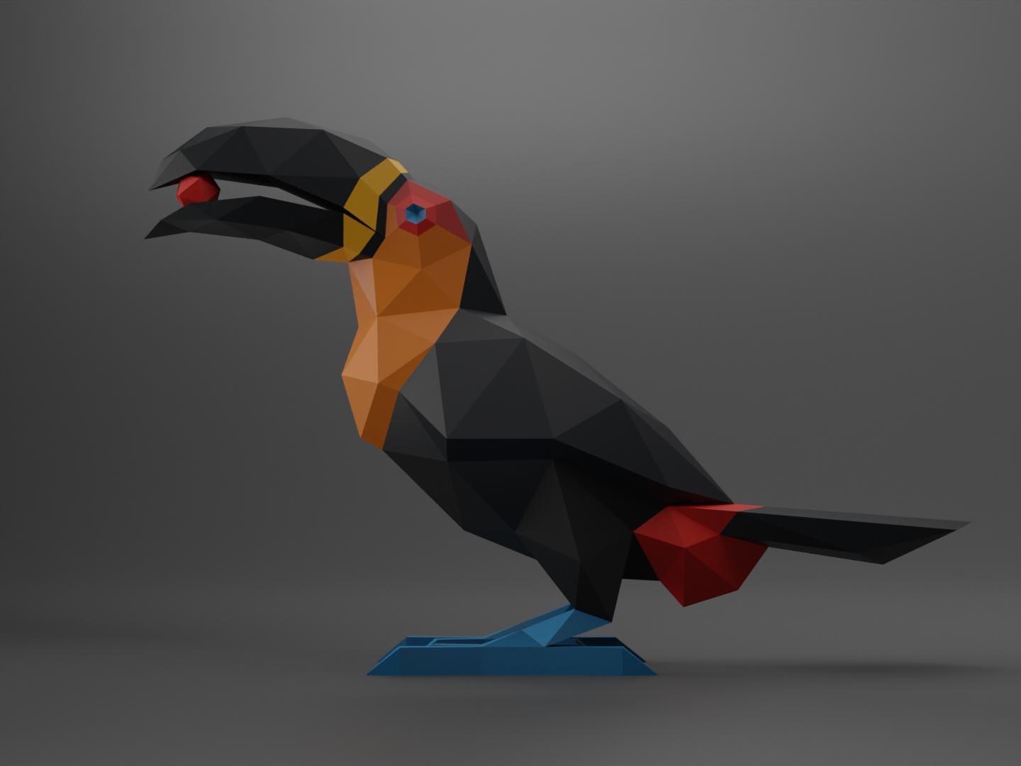 Toucan Tropical Bird Papercraft Low Poly Origami Digital PDF Template