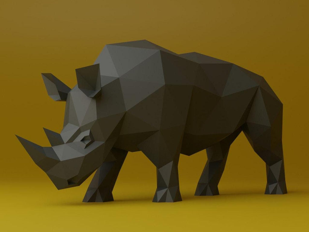 Rhino Papercraft Low Poly Origami Digital PDF Template