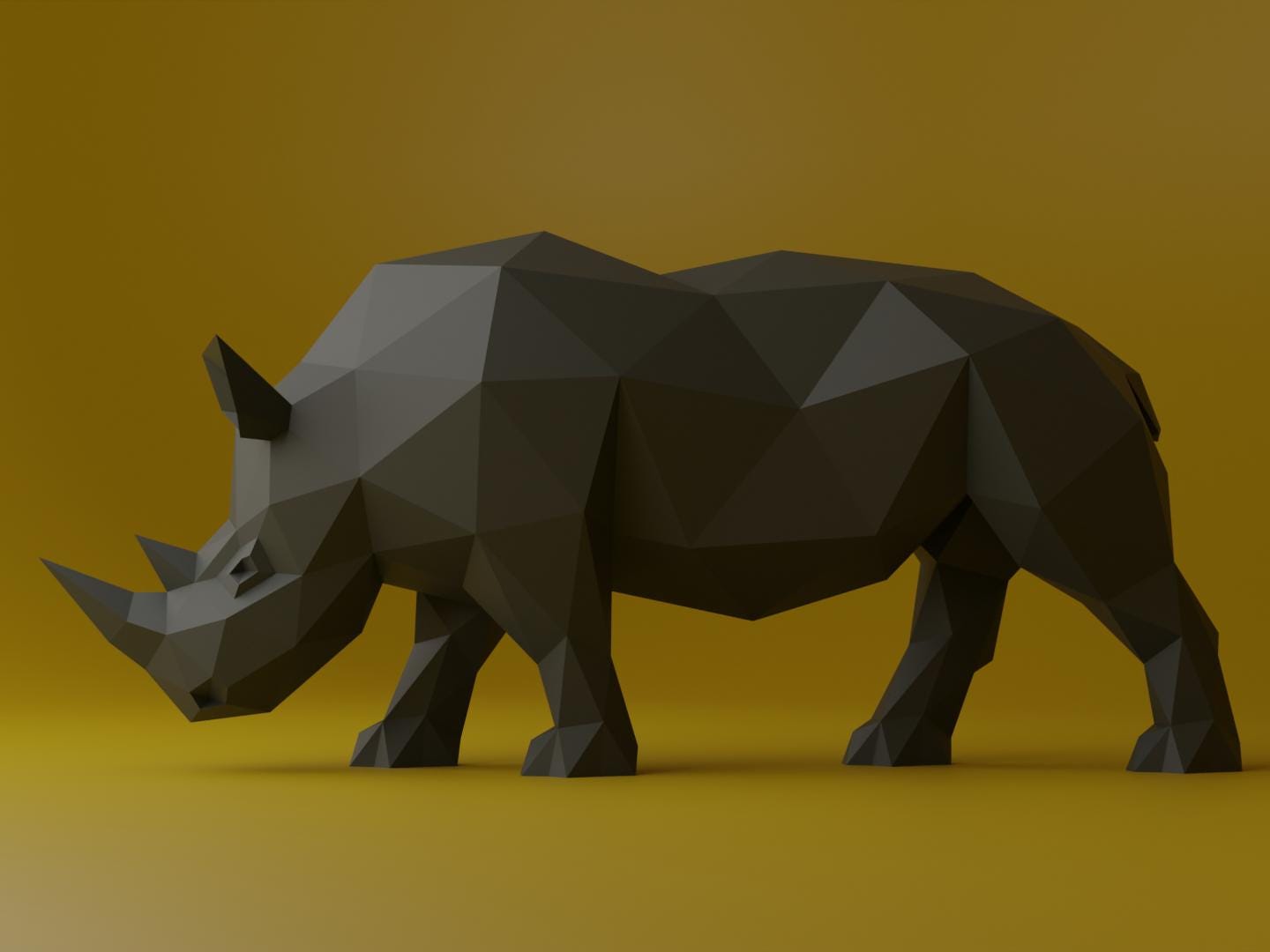 Rhino Papercraft Low Poly Origami Digital PDF Template