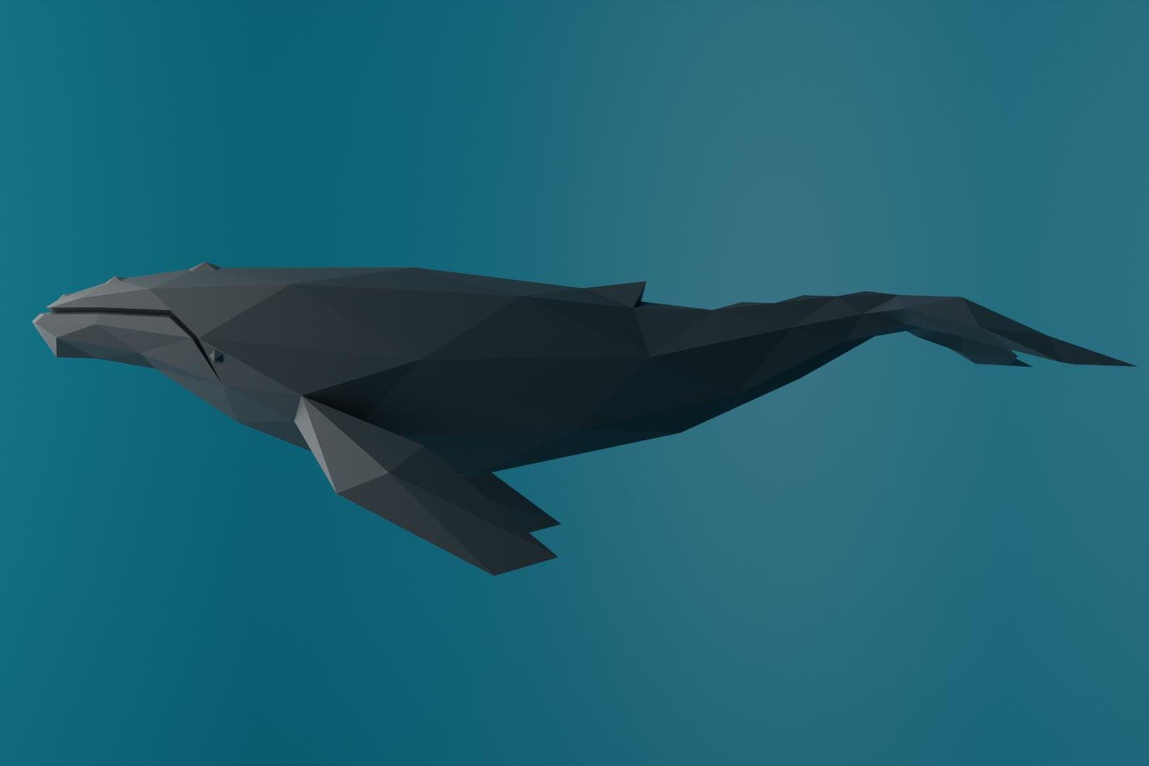 Whale Papercraft Low Poly Origami Digital PDF SVG Template