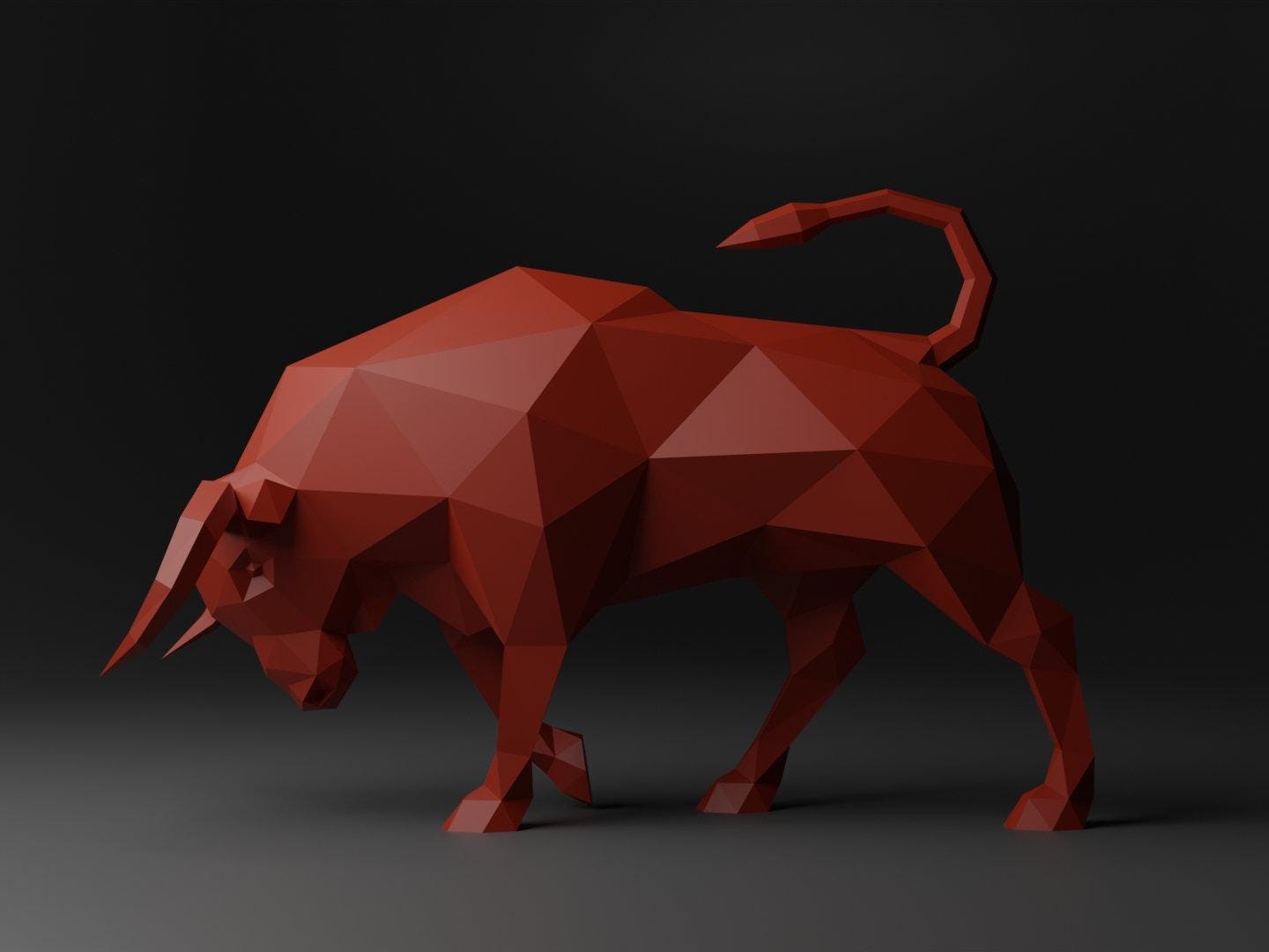 Bull Papercraft Low Poly Origami Digital PDF Template -  in profile