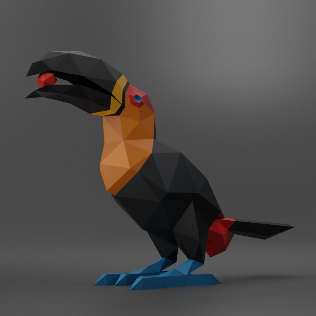 Toucan Tropical Bird Papercraft Low Poly Origami Digital PDF Template