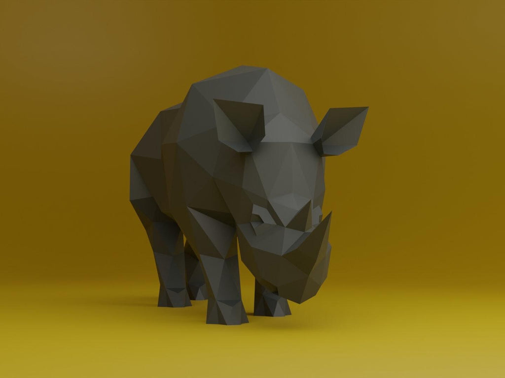 Rhino Papercraft Low Poly Origami Digital PDF Template