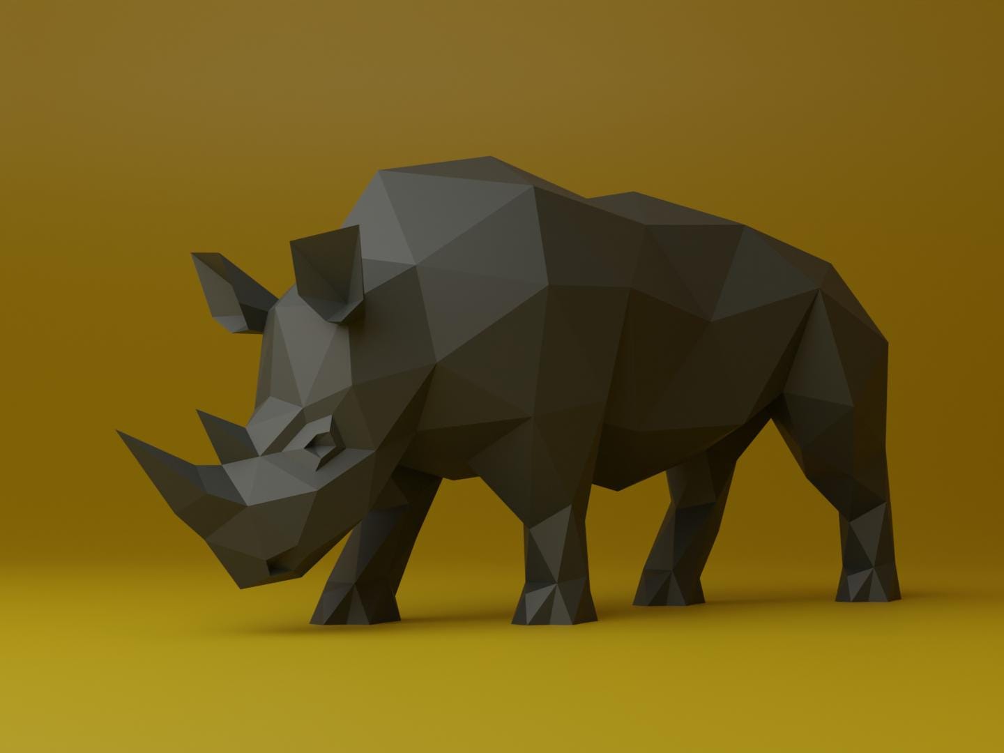 Rhino Papercraft Low Poly Origami Digital PDF Template