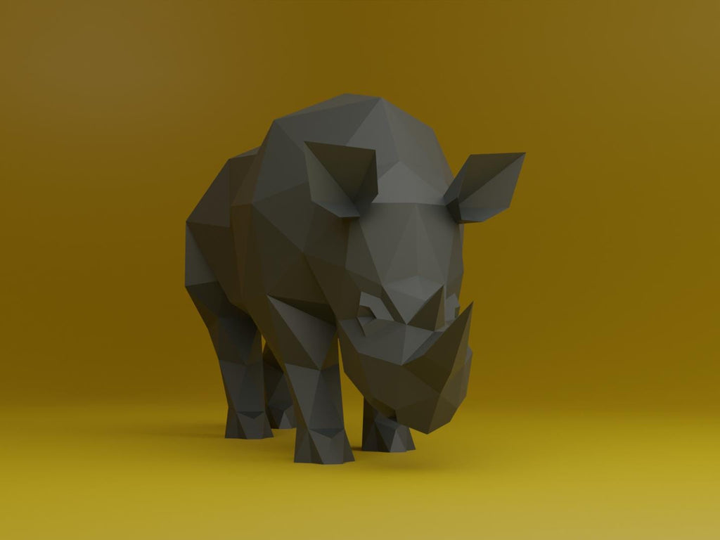 Rhino Papercraft Low Poly Origami Digital PDF Template