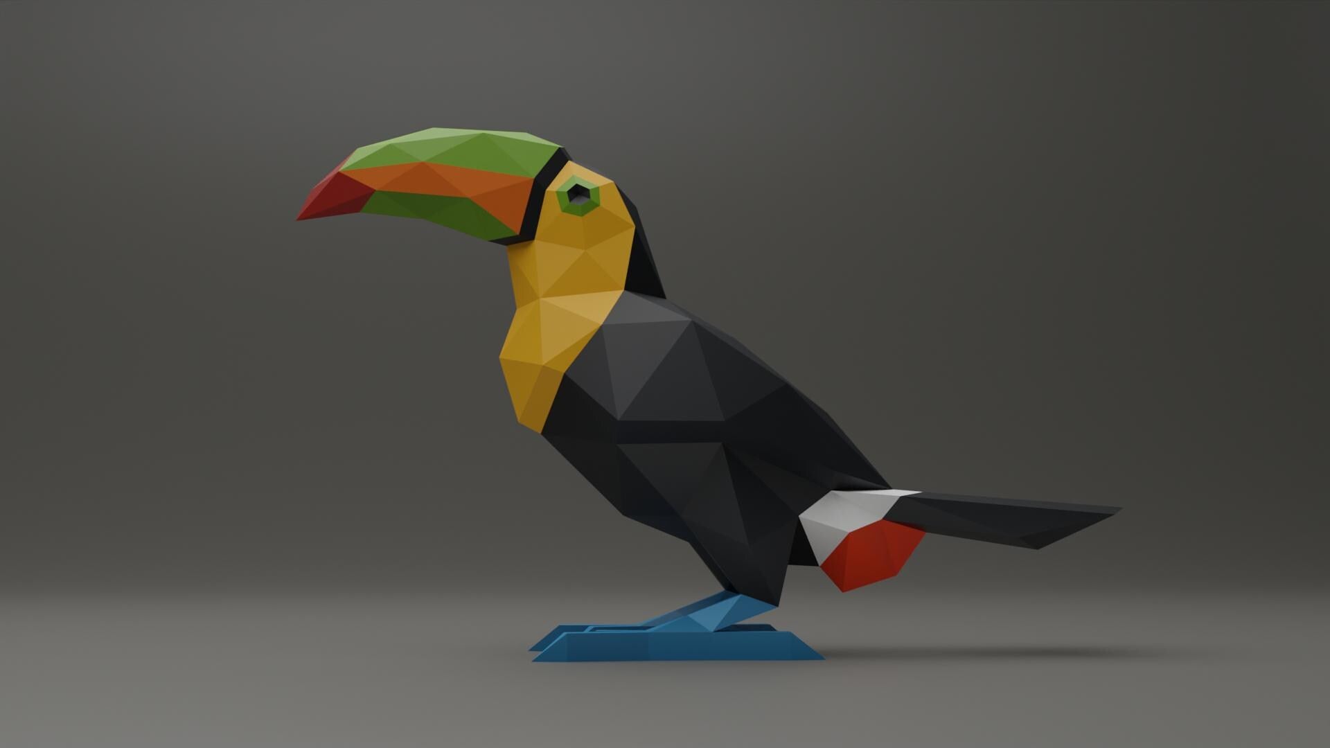 Toucan Papercraft Low Poly Origami Digital PDF Template