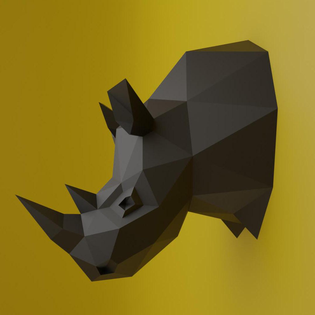 Rhino Head Papercraft Low Poly Origami Digital PDF Template