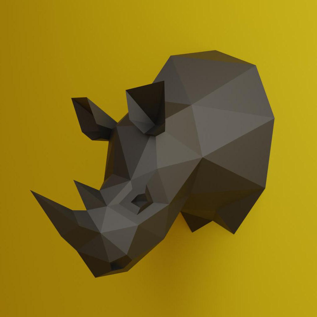 Rhino Head Papercraft Low Poly Origami Digital PDF Template