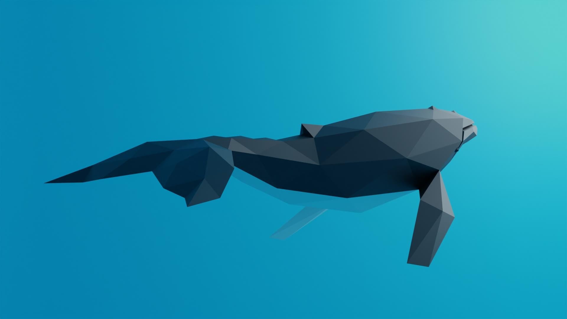 Whale Humpback Papercraft Low Poly Origami Digital PDF Template