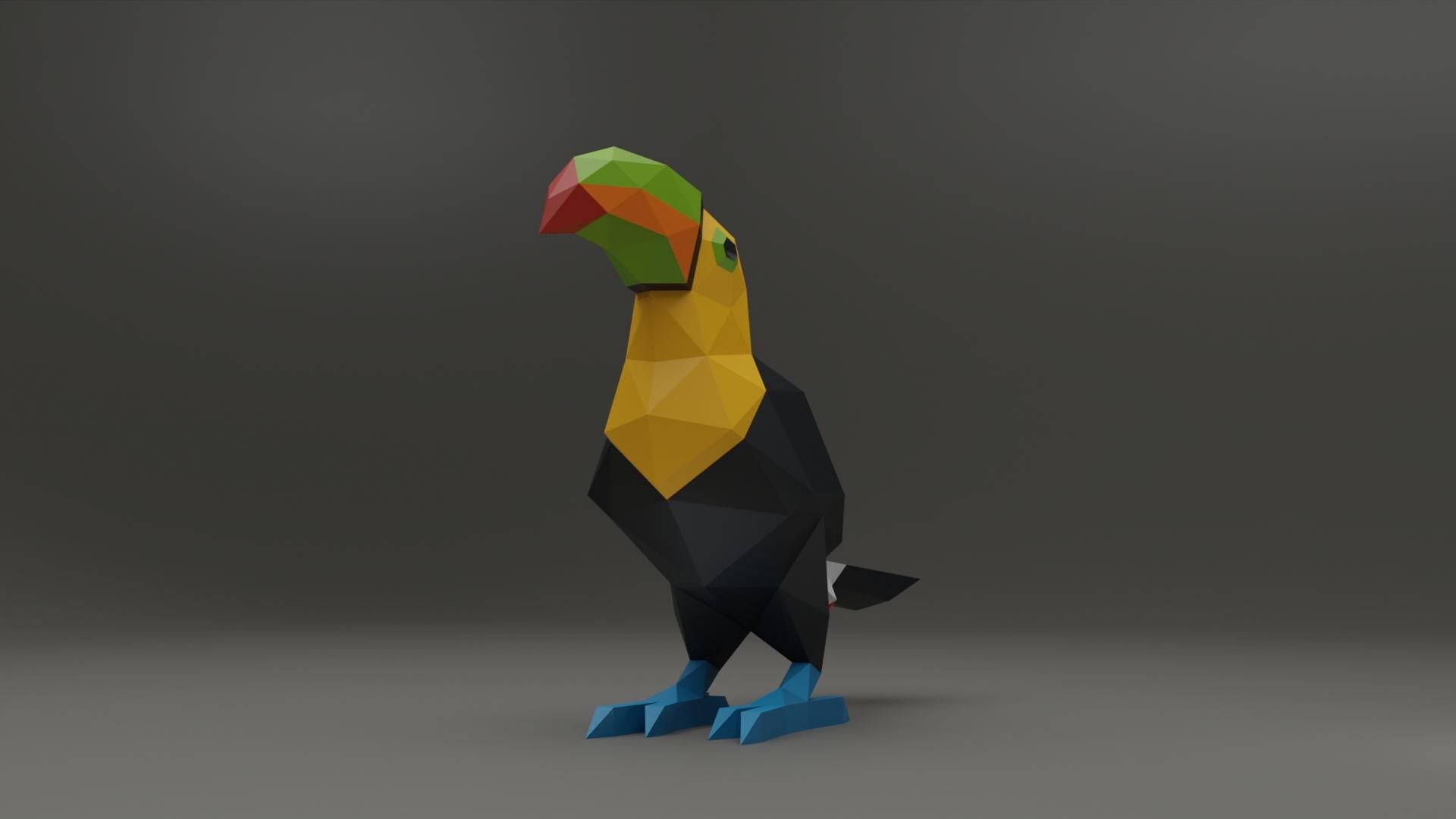 Toucan Papercraft Low Poly Origami Digital PDF Template
