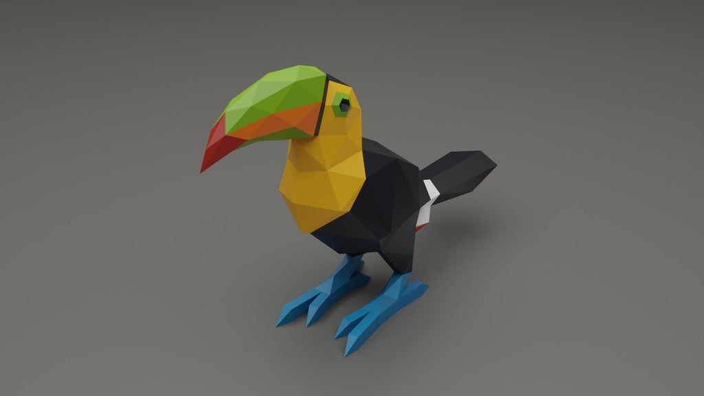 Toucan Papercraft Low Poly Origami Digital PDF Template