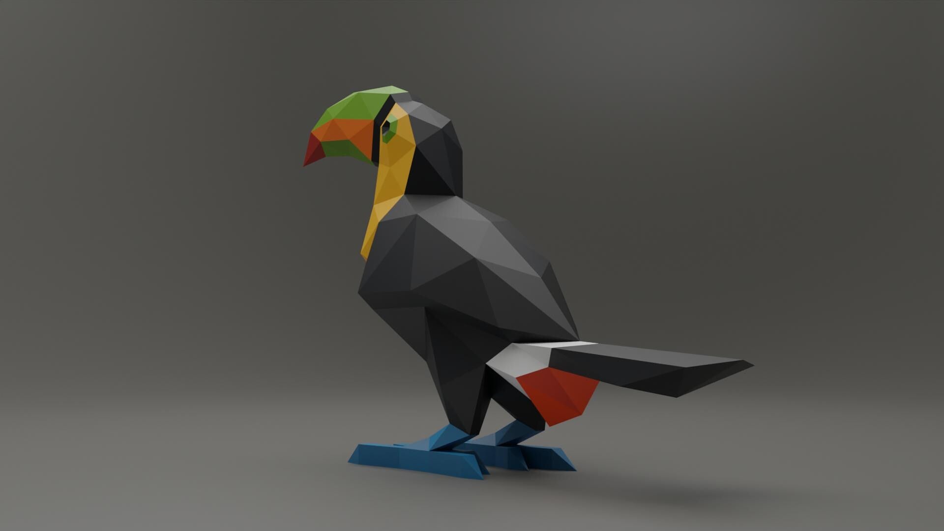 Toucan Papercraft Low Poly Origami Digital PDF Template
