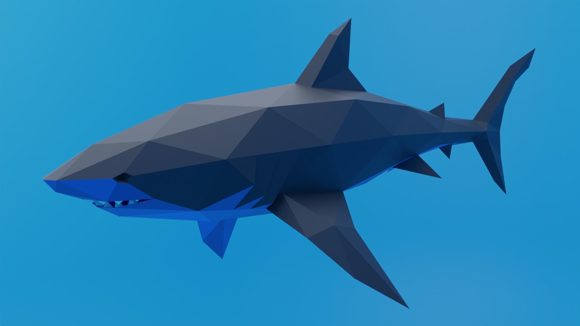 Shark Papercraft Low Poly Origami Digital PDF Template