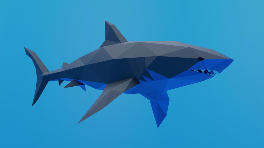 Shark Papercraft Low Poly Origami Digital PDF Template