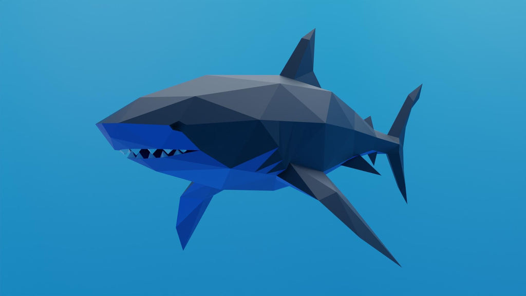 Shark Papercraft Low Poly Origami Digital PDF Template
