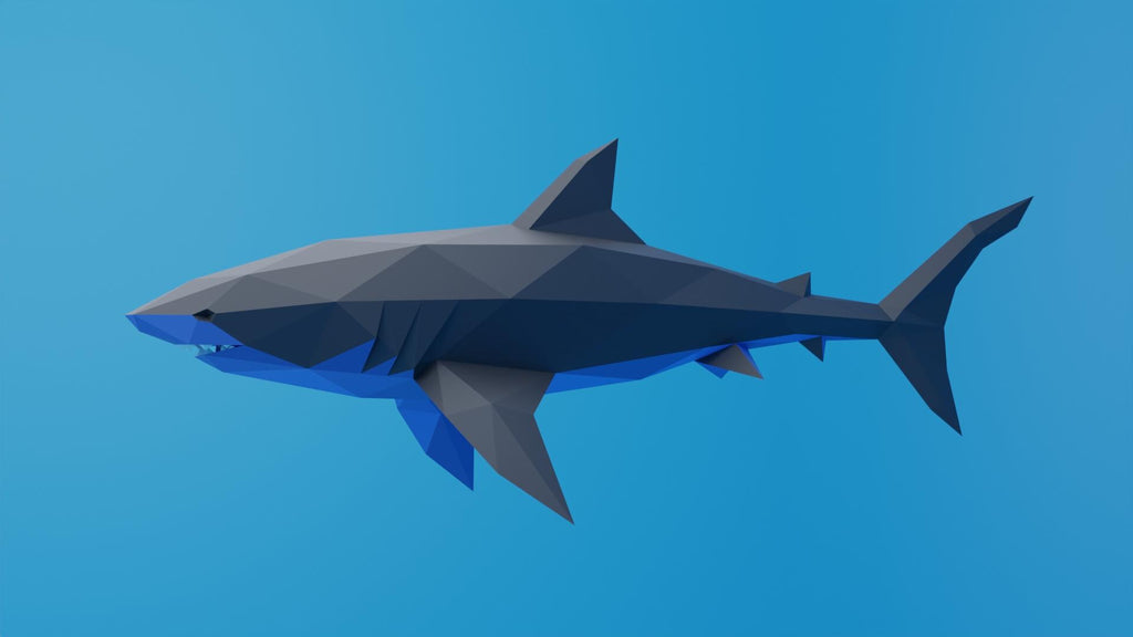 Shark Papercraft Low Poly Origami Digital PDF Template